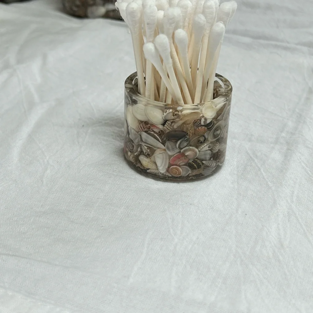 Shell and resin contemporary functional art pieces for the vanity or office